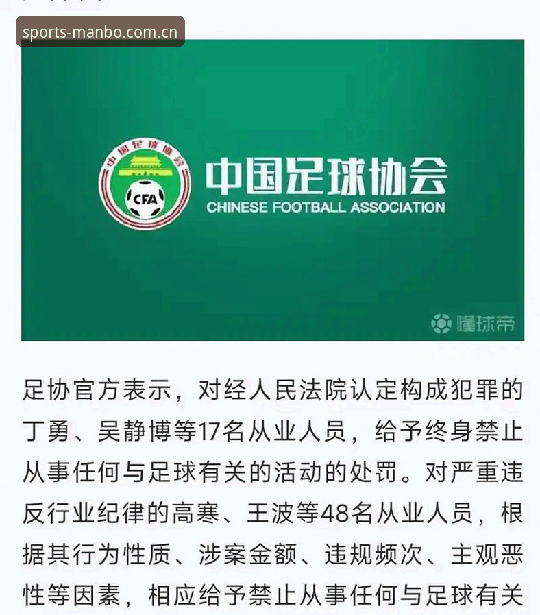 万博体育APP实时数据 足协第三批禁足名单曝光,哪些违规行为让65人终身或五年内不得碰足球?